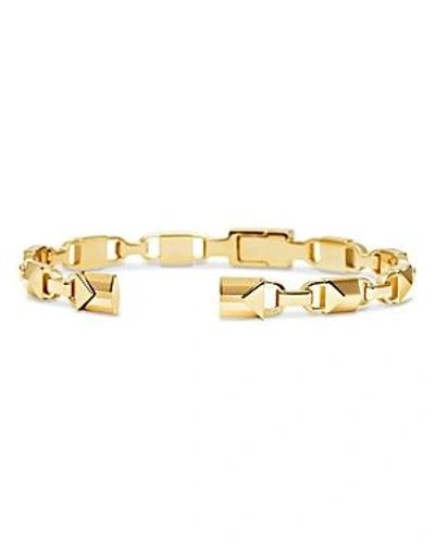 Shop Michael Kors Mercer Link Sterling Silver Center Back Hinge Cuff In 14k Gold-plated Sterling Silver, 14k Rose Gold