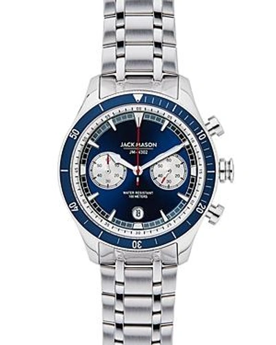 Shop Jack Mason Stainless Steel Nautical Chronograph, 45mm In Navy/silver