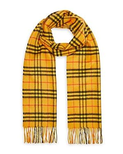 Shop Burberry The Classic Vintage Check Cashmere Scarf In Vibrant Yellow