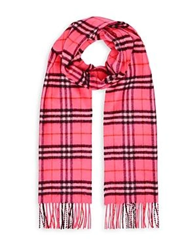 Shop Burberry The Classic Vintage Check Cashmere Scarf In Bright Pink