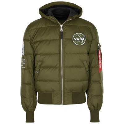 Shop Alpha Industries Apollo 11 Quilted Shell Jacket In Dark Green