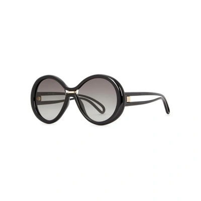 Shop Givenchy Gv 7105 Black Round-frame Sunglasses