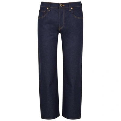 Shop Khaite Wendell Cropped Wide-leg Jeans In Indigo