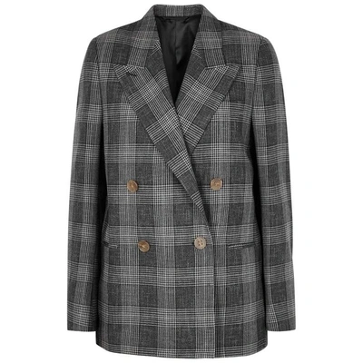 Shop Acne Studios Checked Wool And Cotton-blend Blazer In Black