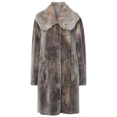 Shop Dom Goor Grey Fur-effect Shearling Coat