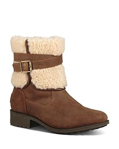 Shop Ugg Women's Blayre Round Toe Leather Boots In Cream