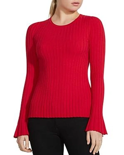 Shop Bailey44 Bell-sleeve Rib-knit Sweater In Rich Red