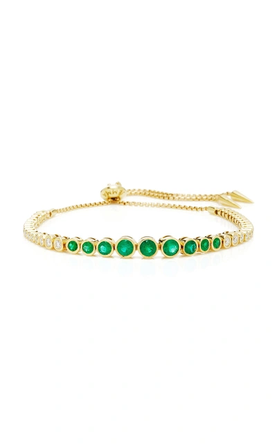 Shop Jemma Wynne Yellow Gold Prive Luxe Bezel Emerald Slider Bracelet