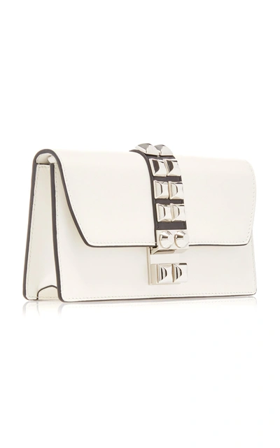 Shop Prada Stud-embellished Leather Wallet In White