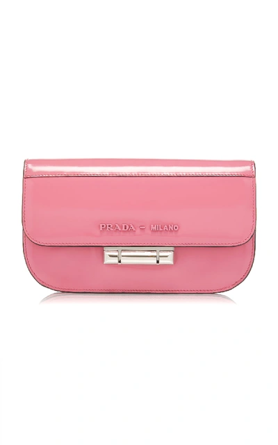 Shop Prada Patent Leather Pouch In Pink