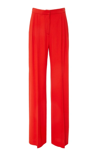 Shop Rosetta Getty Pleated Wide-leg High-rise Trouser In Red