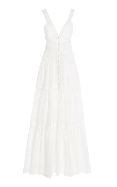 Shop Temperley London Beaux Buttoned Cotton Dress In White