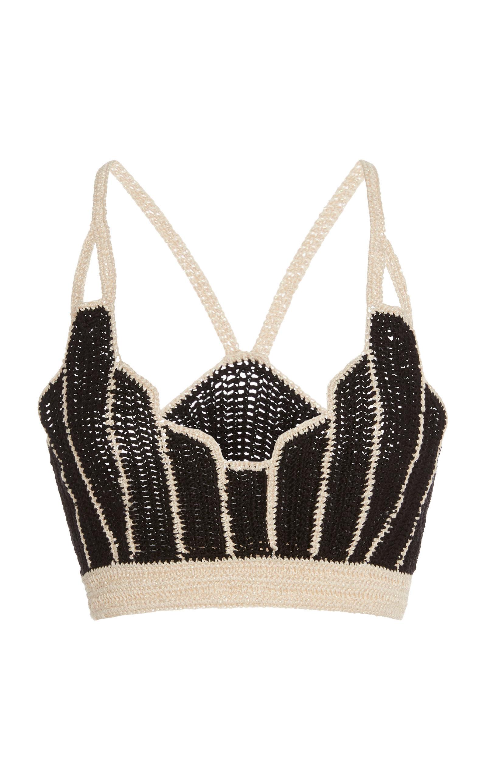 Anna Sui Sea Shell Deco Crochet Top In Black Modesens