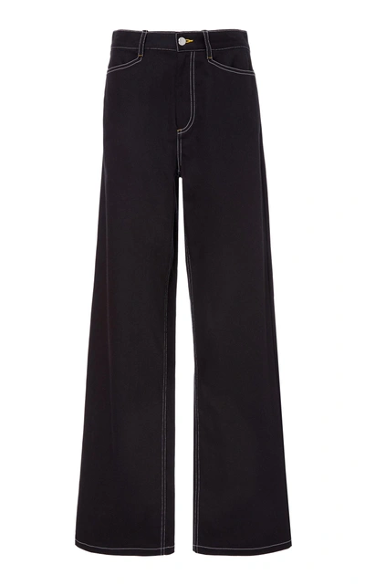 Shop Rosetta Getty Straight-leg High-rise Jeans In Black