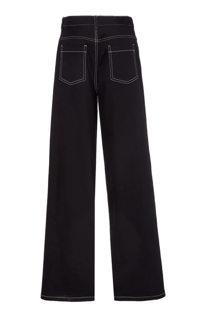 Shop Rosetta Getty Straight-leg High-rise Jeans In Black