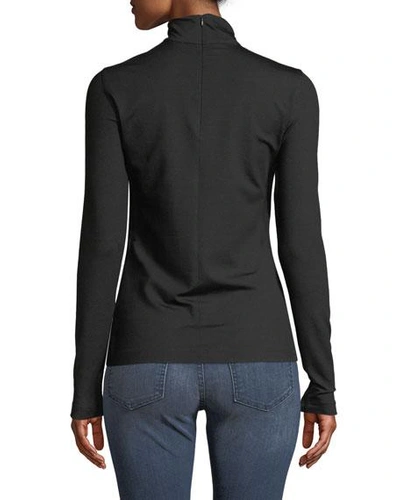 Shop Akris Silk-cotton Jersey Turtleneck Top In Black