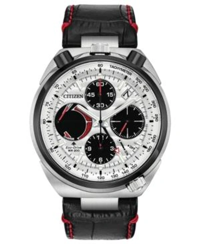 Shop Citizen Eco-drive Men's Chronograph Promaster Tsuno Racer Black Leather Strap Watch 45mm