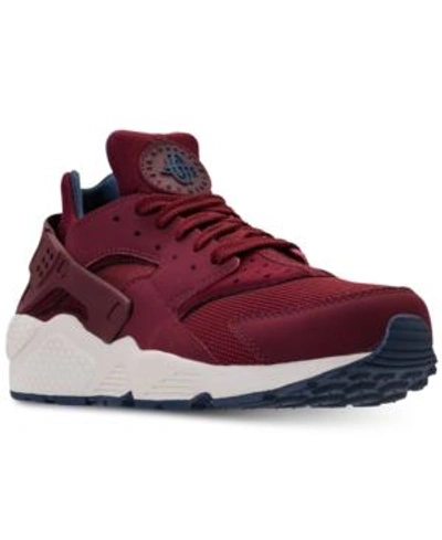 Shop Nike Men's Air Huarache Run Running Sneakers From Finish Line In Team Red/team Red-navy-