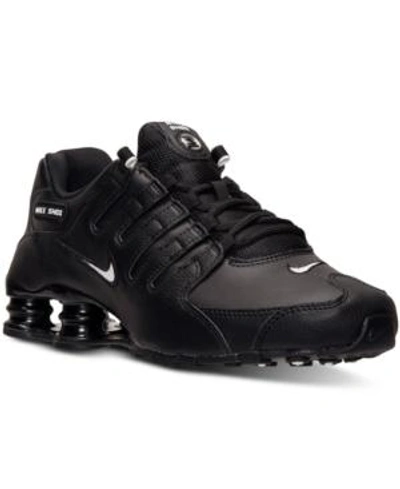 Shop Nike Men's Shox Nz Eu Running Sneakers From Finish Line In Black/white/black