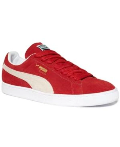 Shop Puma Men's Suede Classic+ Sneakers From Finish Line In High Risk Red/white