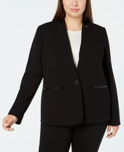 Shop Calvin Klein Plus Size One-button Blazer In Black