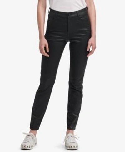 Shop Dkny Five Pocket Coated Jean In Black