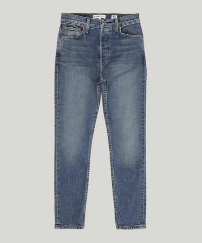 Shop Re/done High-rise Ankle Crop Jeans In Mid 80s
