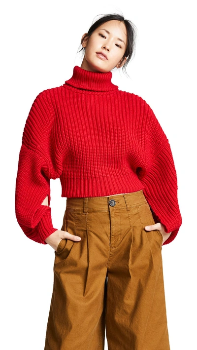 Shop A.w.a.k.e. Button Back Sweater In Red