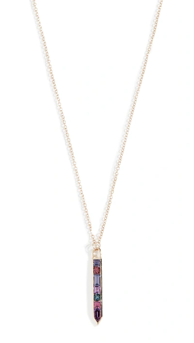 Shop Jane Taylor 14k Vertical Arrow Necklace In Purple Multi