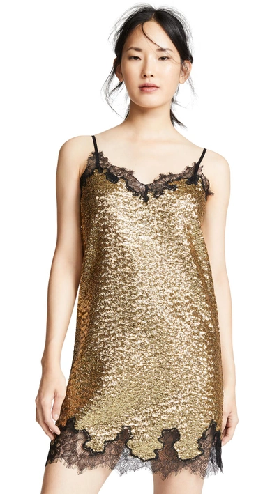 Shop Robert Rodriguez Sequins Lace Dress In Yellow