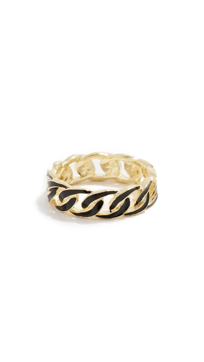 Shop Jennifer Zeuner Jewelry Charly Enamel Ring In Gold/black