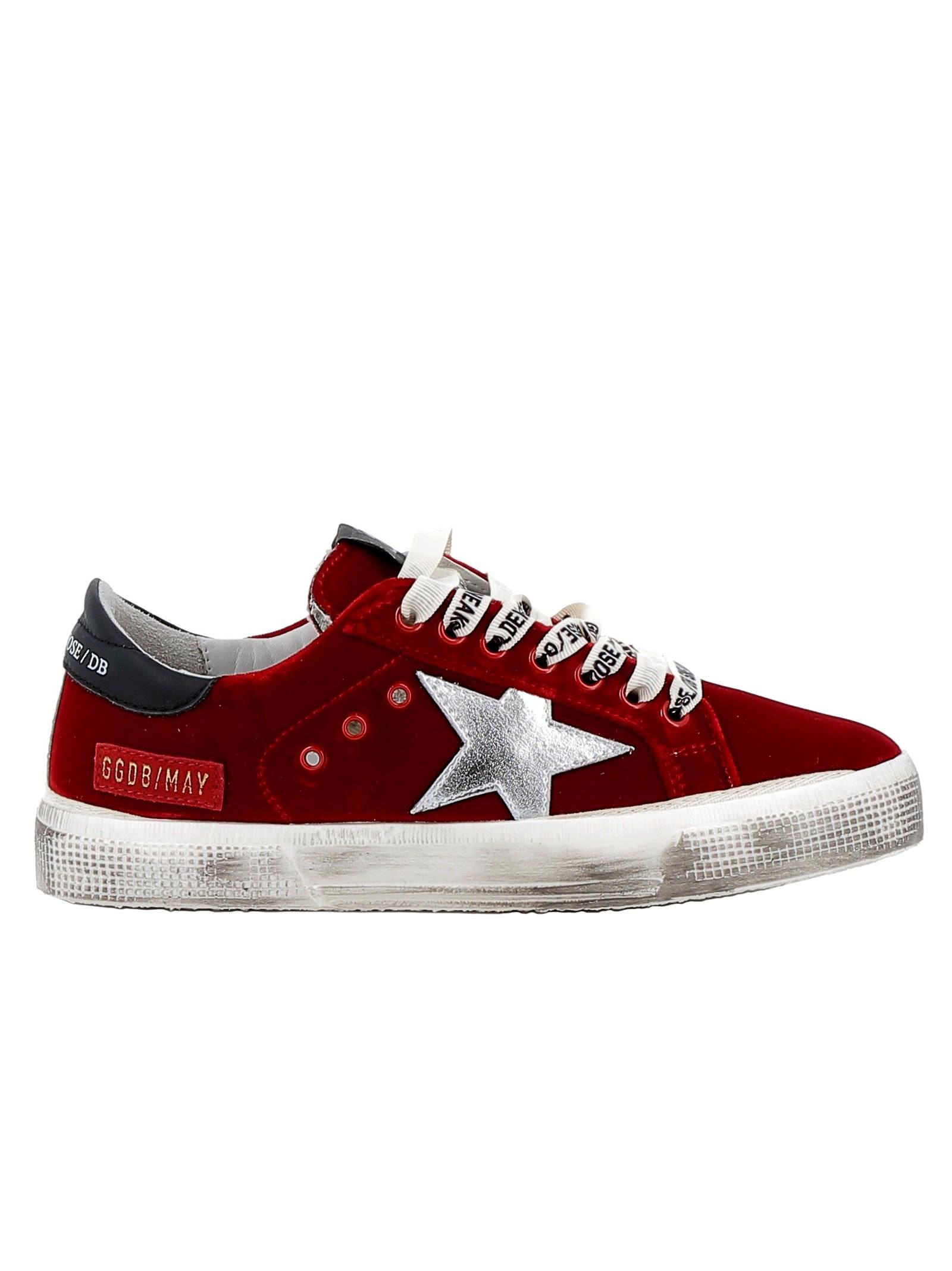 red velvet golden goose sneakers
