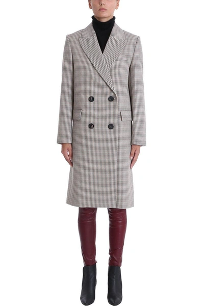 Shop Theory Genesis Light Grey Wool And Cotton Blend Coat In Multicolor