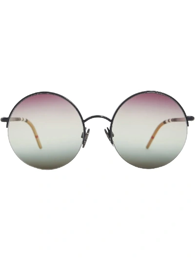 Shop Burberry Eyewear Check Detail Pilot Sunglasses - Blue