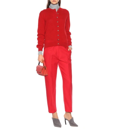 Shop Khaite Rosanna Stretch Cashmere Cardigan In Red
