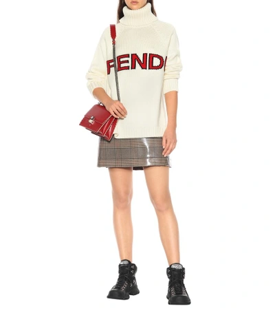 Shop Fendi Turtleneck Wool Sweater In White