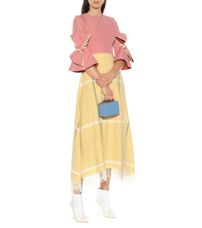 Shop Roksanda Moon Blanket Wool Midi-skirt In Yellow
