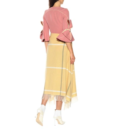Shop Roksanda Moon Blanket Wool Midi-skirt In Yellow