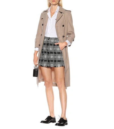 Shop Thom Browne Checked Wool-blend Miniskirt In Black