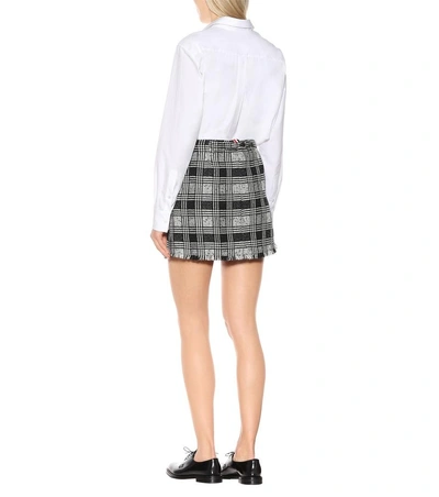 Shop Thom Browne Checked Wool-blend Miniskirt In Black