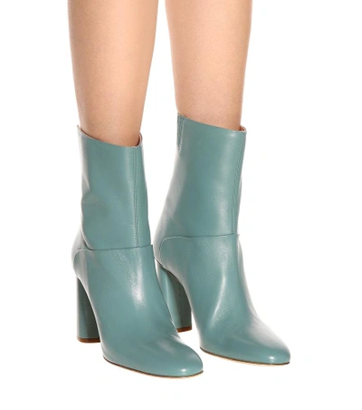 Shop Acne Studios Leather Ankle Boots In Green