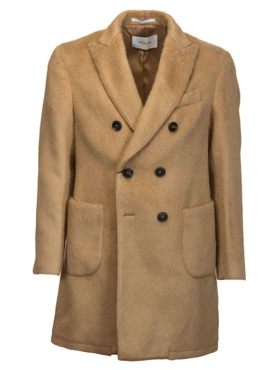 Shop Aglini Double Breasted Coat In Brown