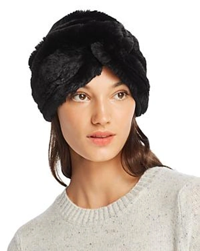 Shop Marzi Faux Fur Turban In Black