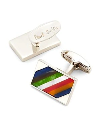 Shop Paul Smith Multi Stripe Rectangular Cufflinks