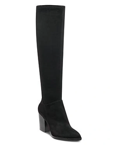 Shop Marc Fisher Ltd Women's Anata 2 Round Toe Tall Suede High-heel Boots In Black