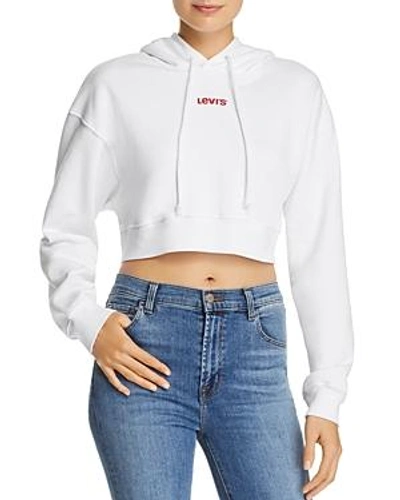 Shop Levi's Cropped Hoodie In White