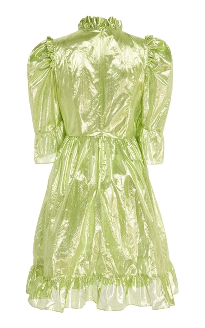 Shop Batsheva Spring Prairie Metallic Dress In Green