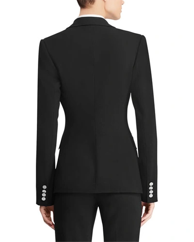 Shop Ralph Lauren Camden Double-breasted Stretch-wool Jacket In Black