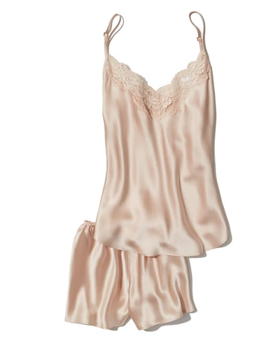 Shop Christine Designs Bijoux Silk Satin Cami & Short Pajamas Set In Light Pink