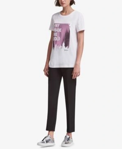 Shop Dkny Metallic Graphic T-shirt In White